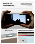 ACS09904 - iPhone 17 Pro Max Silicone Fit (MagFit) Case in stone showing perfect fit. iPhone ready. Camera control button ergonomically curved for comfort