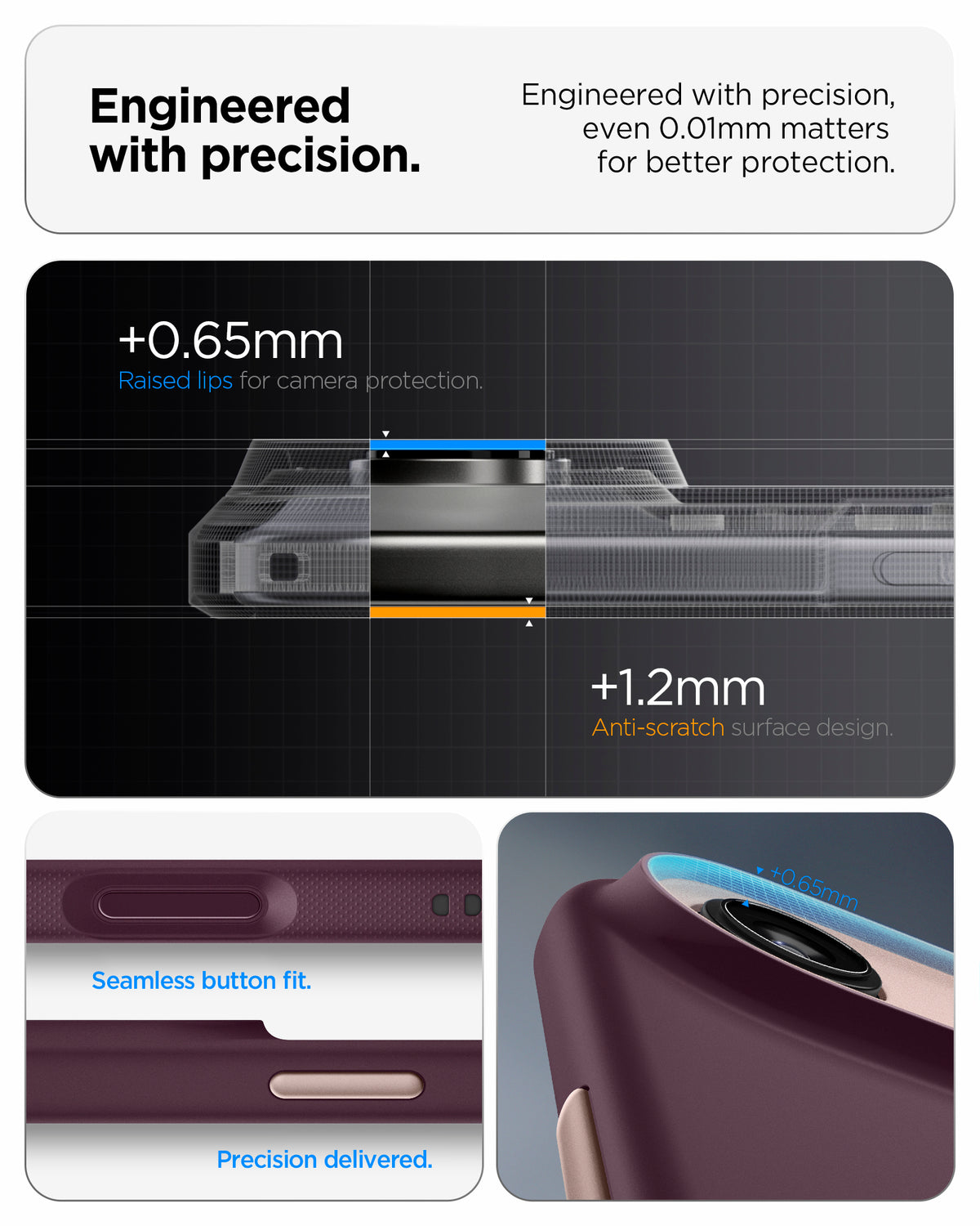 ACS09932 - iPhone 17 Air Case Nano Pop (MagFit) in burgundy bean showing the engineered with precision. Engineered with precision, even 0.01mm matters for better protection