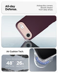 ACS09932 - iPhone 17 Air Case Nano Pop (MagFit) in burgundy bean showing the all day defense with airbag like corners that absorb impact from daily drops