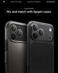 AGL10125 - iPhone 17 Pro Max Optik Pro EZ Fit Lens Protector in gray showing the case friendliness. Mix and match with Spigen cases.
