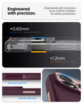 ACS09967 - iPhone 17 Pro Case Nano Pop (MagFit) in burgundy bean showing the engineered with precision. Engineered with precision, even 0.01mm matters for better protection