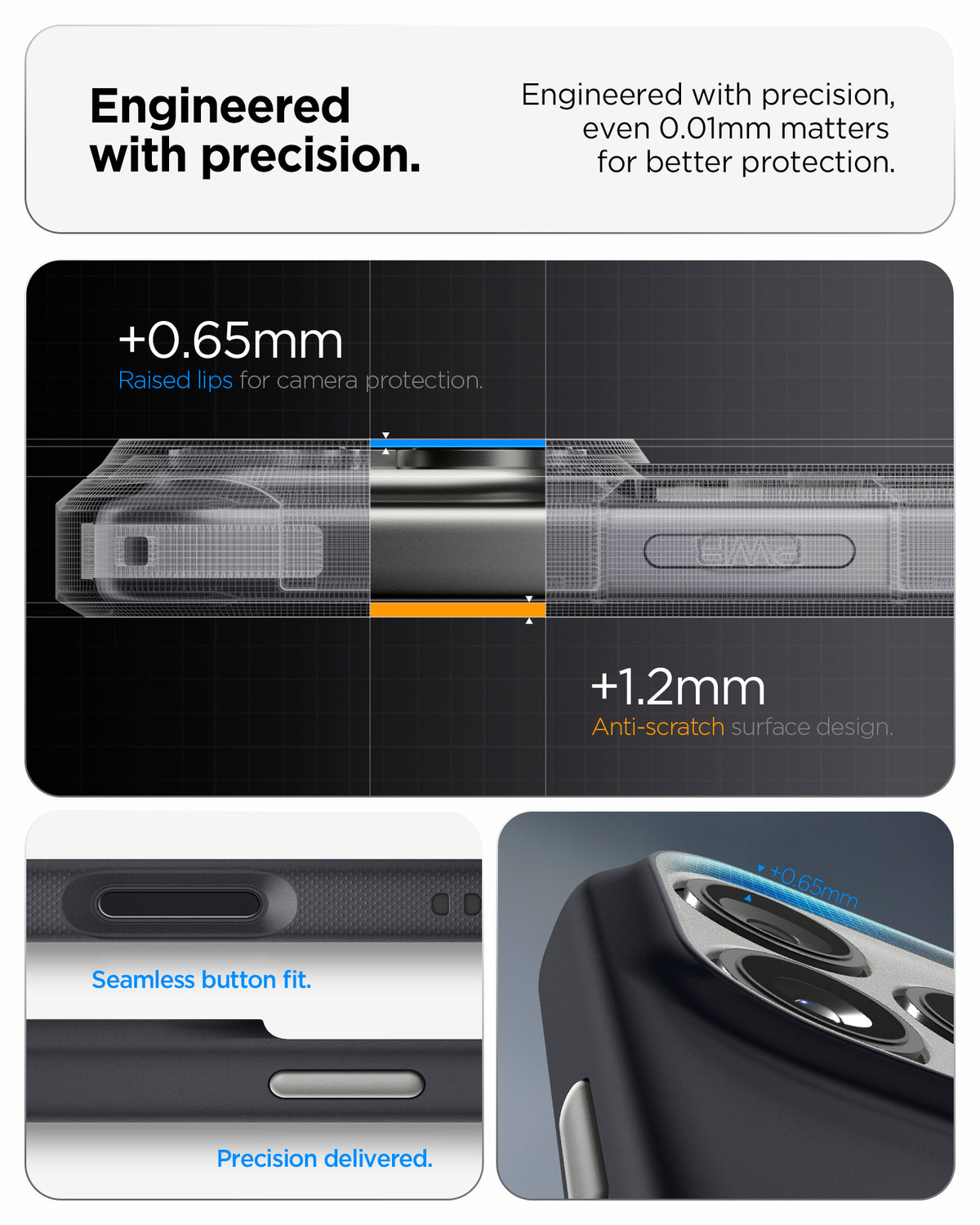ACS09915 - iPhone 17 Pro Max Case Nano Pop (MagFit) showing the engineered with precision. Engineered with precision, even 0.01mm matters for better protection