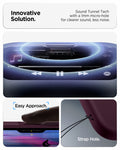 ACS09967 - iPhone 17 Pro Case Nano Pop (MagFit) in burgundy bean showing the innovative solution. Sound tunnel tech with a 1mm micro-hole for clearer sound, less noise