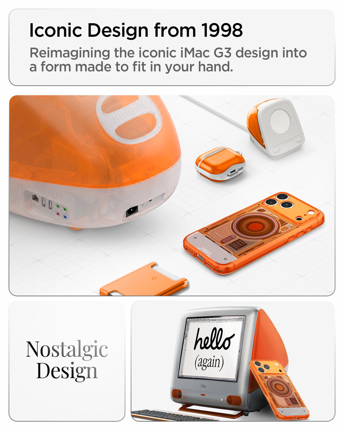 ACS11755 -  iPhone 18 Pro Max / iPhone 17 Pro Max Ultra Hybrid C-One (Mag Fit) Tangerine showing a nostalgic translucent design inspired by iconic late-1990s aesthetics
