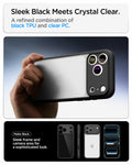 ACS10065 - iPhone 18 Pro  / iPhone 17 Pro Ultra Hybrid in Matte Black showing a clear case designed to preserve clarity with long-lasting anti-yellowing technology