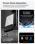 ACS10065  - iPhone 18 Pro  / iPhone 17 Pro Ultra Hybrid in Matte Black showing military-grade drop protection with four-corner air cushion technology and tested impact coverage