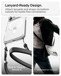 ACS10066 - iPhone 18 Pro / iPhone 17 Pro Ultra Hybrid (MagFit) in Clear White showing bottom lanyard cutouts for attaching straps and hands-free carrying convenience