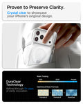 ACS11921 - iPhone 18 Pro / iPhone 17 Pro Ultra Hybrid Optik S (Mag Fit) Clear Silver showing a crystal-clear case finish and long-term resin clarity testing technology