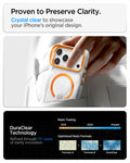 ACS11923 - iPhone 18 Pro / iPhone 17 Pro Ultra Hybrid Optik S (Mag Fit) Clear Orange showing a crystal-clear case finish and long-term resin clarity testing technology