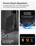 ACS10078 - iPhone 18 Pro / iPhone 17 Pro Ultra Hybrid T (Mag Fit) in Matte Black showing military-grade drop protection with Air Cushion Technology and reinforced corner impact absorption