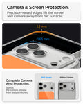 ACS10471 - iPhone 18 Pro / iPhone 17 Pro Ultra Hybrid T (Mag Fit) in Glossy Orange showing raised edges around the screen and camera area for added protection against scratches and surface contact