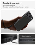 ACS10078 - iPhone 18 Pro / iPhone 17 Pro Ultra Hybrid T (Mag Fit) in Matte Black showing ready anywhere. built in strap hole for easy attachment and secure carry