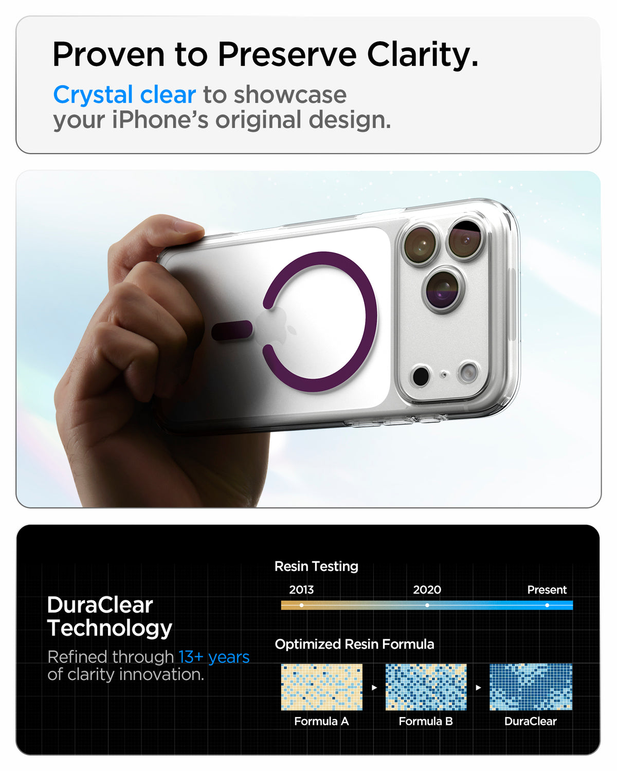 ACS12331 -  iPhone 18 Pro Max / iPhone 17 Pro Max Ultra Hybrid (MagFit) in Clear Dark Cherry showing crystal-clear transparency and long-term clarity supported by DuraClear Technology