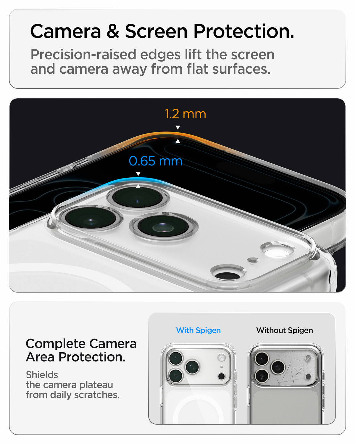 ACS10039 - iPhone 18 Pro Max / iPhone 17 Pro Max Ultra Hybrid (MagFit) in Frost White showing raised edges around the screen and camera area for added protection against scratches and surface contact