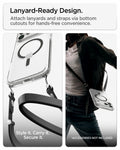 ACS10036 - iPhone 18 Pro Max / iPhone 17 Pro Max Ultra Hybrid (MagFit) in Clear Graphite showing bottom lanyard cutouts for attaching straps and hands-free carrying convenience