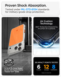 ACS10468 - iPhone 18 Pro Max / iPhone 17 Pro Max Ultra Hybrid T (Mag Fit) in Glossy Orange showing military-grade drop protection with Air Cushion Technology and reinforced corner impact absorption