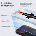 AGL03396 - iPhone 13 Mini Screen Protector EZ FIT GLAS.tR SLIM showing the installation made simple. Alignment tray makes glass application quick and easy without fail. EZ Fit Tray, Alignment Film and Tempered Glass
