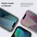 AGL03396 - iPhone 13 Mini Screen Protector EZ FIT GLAS.tR SLIM showing the match made in heaven. Immaculate fit with all iPhone 13 | 13 Pro Spigen case collection