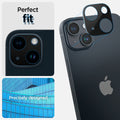 AGL05274 - iPhone 14 / 14 Plus Optik Lens Protector in black showing the perfect fit. Precisely designed.