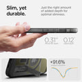 ACS09138 - iPhone 17e Case Tough Armor AI (MagFit) in Frost Black showing the slim, yet durable. Just the right amount of added depth for optimal slimness. 0.31