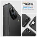 AGL09279 - iPhone 16e Optik Pro EZ Fit Lens Protector in Black showing the precise fit. Compatible with Spigen cases for iPhone 16e series