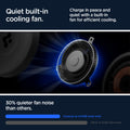ACP07082 - OneTap Pro 3 CryoMax™ Air Vent Car Mount ITS12WC (MagFit) in Black showing the quiet built-in cooling fan. charge in peace and quiet with a built-in fan for efficient cooling, 30% quieter fan noise than others, cryomax at 43.5dB noise level
