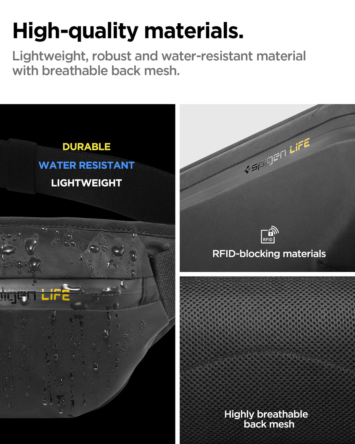 AFA07543 - Waist Band KD411 in Black showing the high quality materials of bag