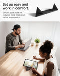 AMP10404 - Slim Fold Laptop Stand | LD201-S4 showing set up easy and work in comfort ability