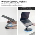 AMP08885 - Laptop Stand Hub LD204H work in comfort, anytime. Effortlessly adjust the height of your laptop stand to suit your posture. Full 360 rotation for ultimate flexibility.