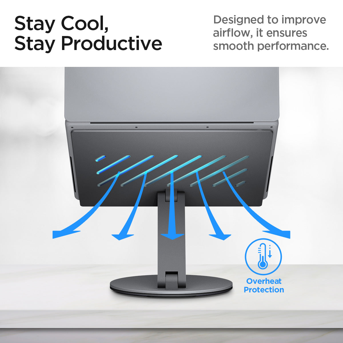 AMP08885 - Laptop Stand Hub LD204H stay cool, stay productive. Designed to improve airflow, it ensures smooth performance. 