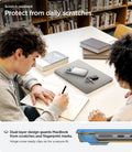ACS10975 - MacBook Air 15-inch in Heather Gray showing lifestyle shot of MacBook closed on desk with keys and phone on top; highlights dual-layer scratch and fingerprint protection