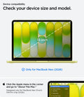 ACS11541 - MacBook Neo 13-inch Urban Fit in Black showing MacBook Neo 13 inch size and model compatibility with instructions to verify the device