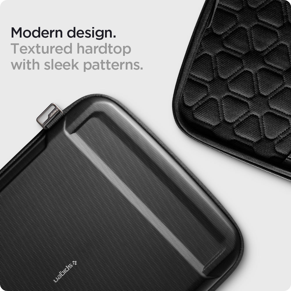 AFA04271 - MacBook Pro Series Rugged Armor Pro Pouch in black showing the modern design. Textured hardtop with sleek patterns