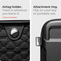 AFA04271 - MacBook Pro Series Rugged Armor Pro Pouch in black showing the airtag holder. Track it wherever you leave with attachment ring. Clip on your key or portable usb