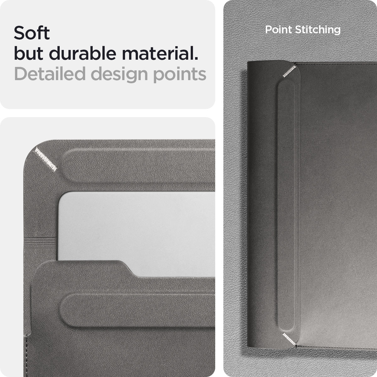 AFA06415 - MacBook Pro 14-inch Valentinus Laptop Pouch in City Gray showcasing soft durable material with detailed point stitching design