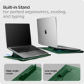 AFA06423 - MacBook Pro 14-inch Valentinus S Laptop Pouch in Jeju Green built in stand feature with high angle and low angle laptop support modes