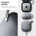 AFA09214 - Mac Mini M4 Klasden Pouch in Charcoal Gray showing the premium quality, nylon exterior is secured by a vegan leather strap for sleek style