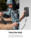 AMP09122 - Mag Fit Clip in black twice the hold. Dual strap design secures your device and deters theft.