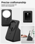 AMP09170 - Magsafe Charger Stand (Mag Fit) in Black showing the precise craftsmanship. Seamless and sturdy design with build-in cable management