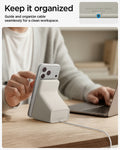 AMP09171 - Magsafe Charger Stand (Mag Fit) in Dune Beige showing the guide and organize cable seamlessly for a clean workspace