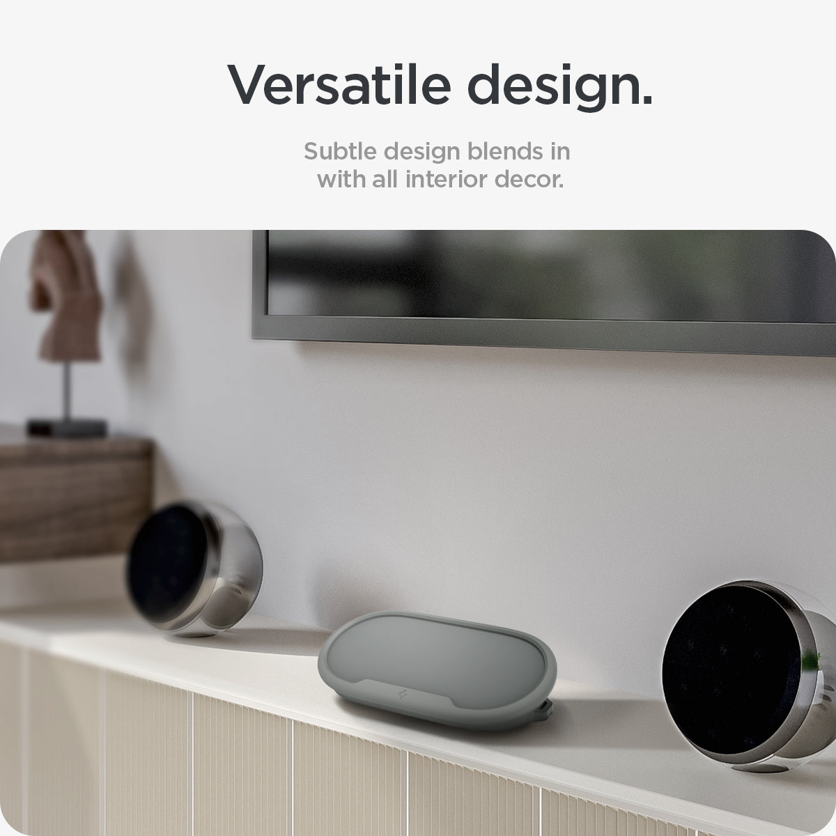 ACS08450 - Google TV Streamer Mount (4K) Silicone Fit in Hazel showing the versatile design. Subtle design blends in with all interior 