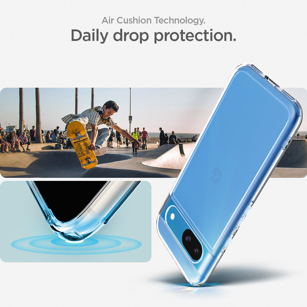 ACS07260 - Pixel 8a Case Ultra Hybrid in Crystal Clear air cushion technology daily drop protection.