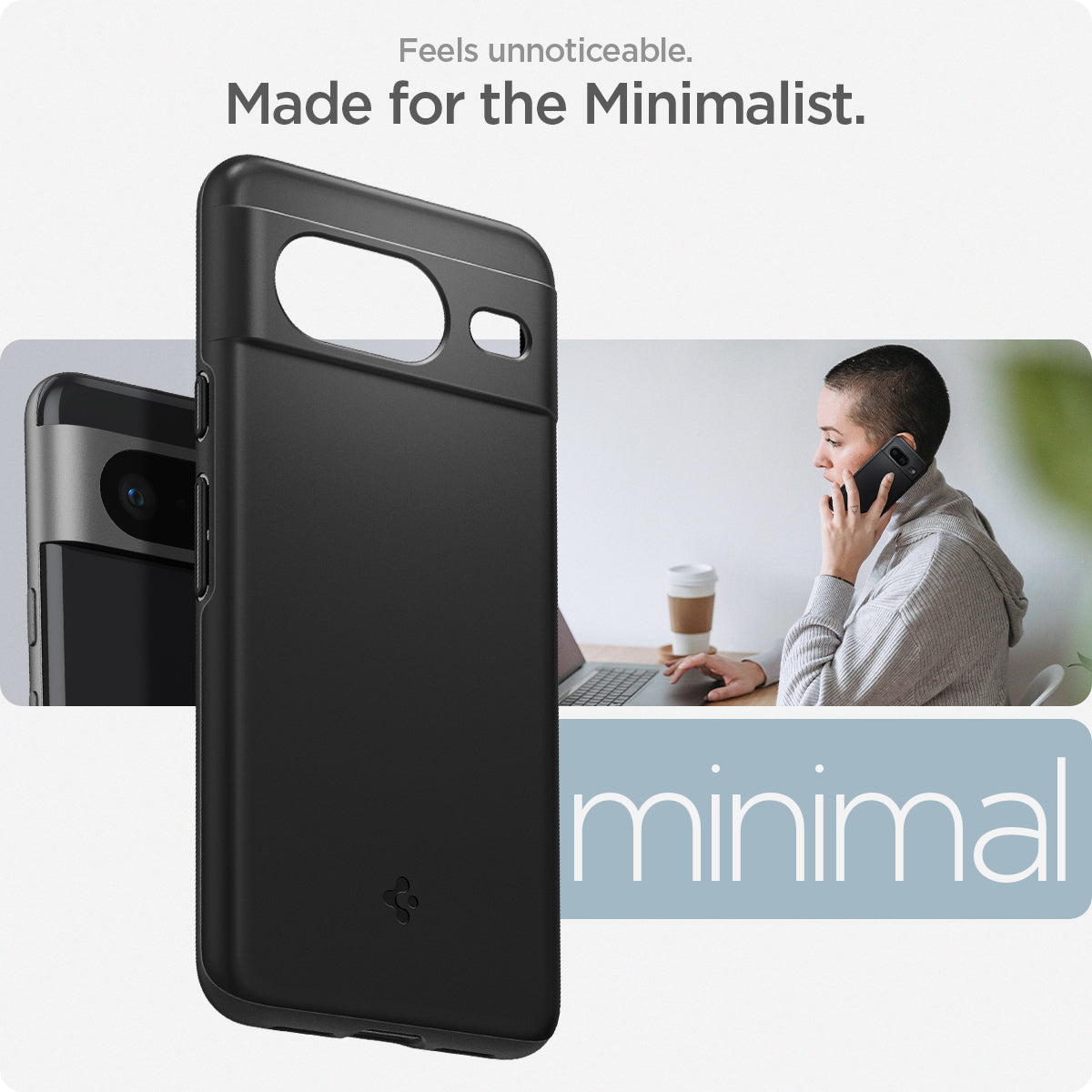 ACS06288 - Pixel 8 Case Thin Fit in black feels unnoticeable made for the minimalist.