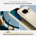 ACS06291 - Pixel 8 Case Thin Fit in mute beige lifted to prevent surface scratches. protect your screen and camera.