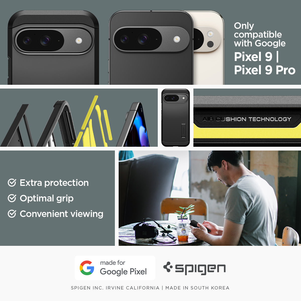 ACS07692 - Pixel 9 Pro Case Tough Armor in Black only compatible with Google Pixel 9, 9 pro. Extra protection, Optimal grip, Convenient viewing.
