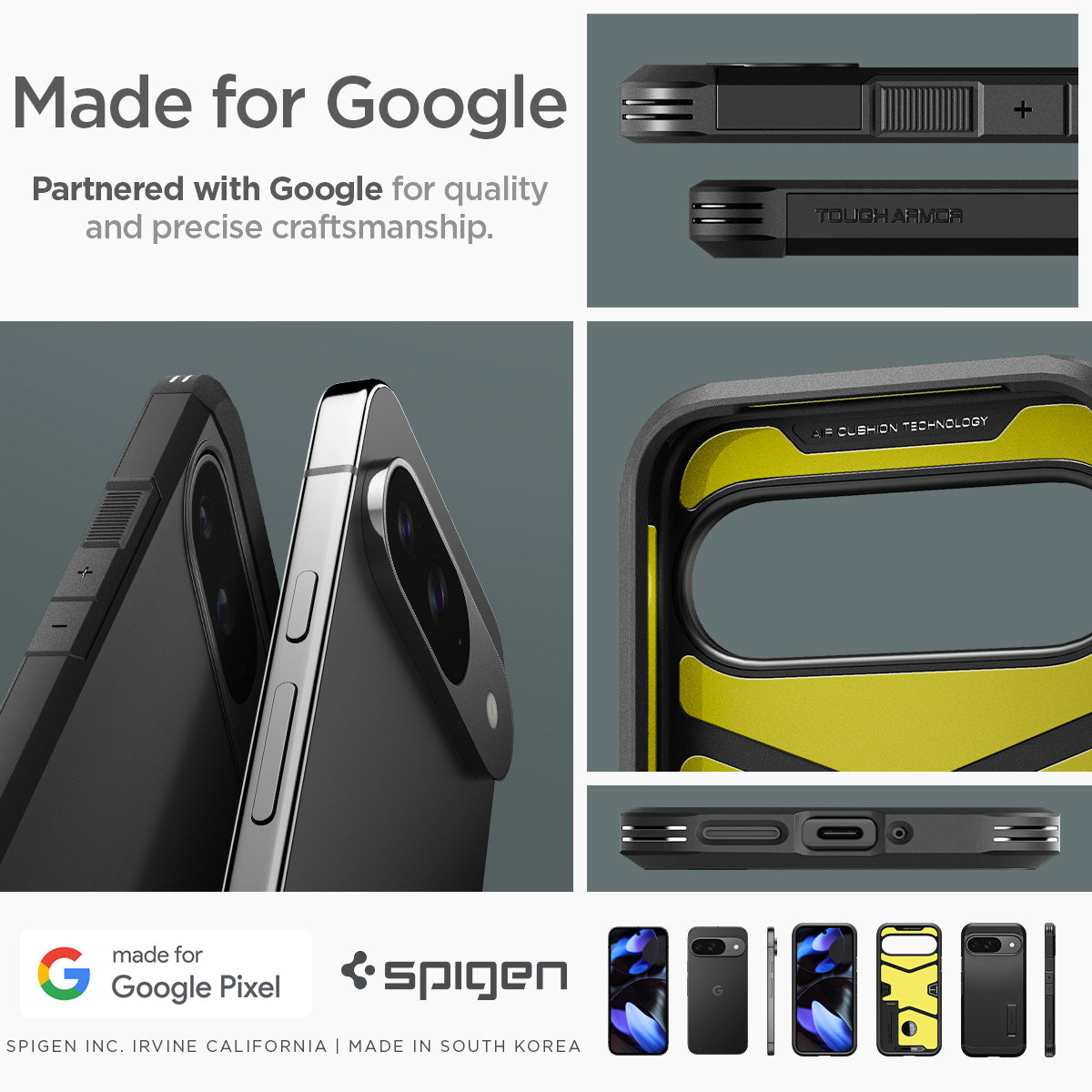 ACS07692 - Pixel 9 Pro Case Tough Armor in Black made for google partnered with google for quality and precise craftsmanship.