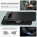ACS06325 - Pixel 8 Pro Case Thin Fit in black daily protection raised edges protect the camera and screen from surface scratches. Air cushion technology helps mitigate impact from drops.
