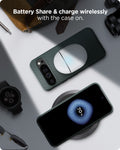 ACS07717 - Pixel 9 Pro XL Case Liquid Air in Abyss Green battery share and charge wirelessly with the case on.