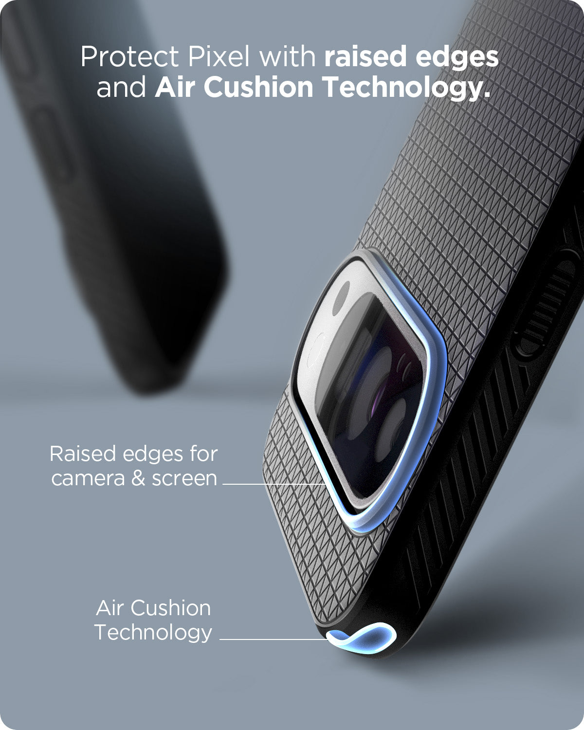 ACS07716 - Pixel 9 Pro XL Case Liquid Air in Matte Black protect pixel with raised edges and Air cushion technology. Raised edges for camera and screen. Air cushion technology. 