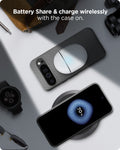 ACS07718 - Pixel 9 Pro XL Case Liquid Air in Marble Gray battery share and charge wirelessly with the case on.